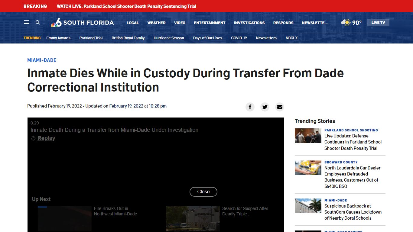 Inmate Death During Transfer From Miami-Dade Under Investigation – NBC ...